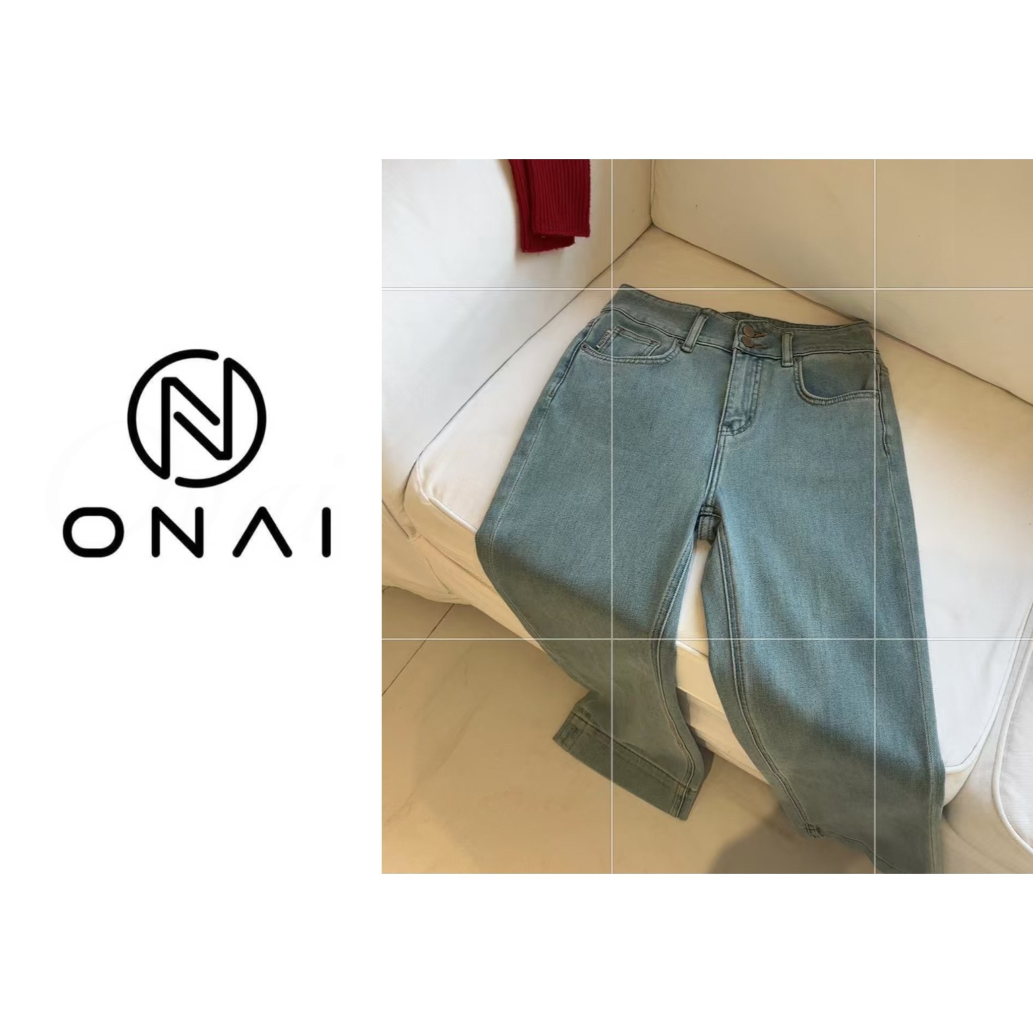 【Onai 】新款春款浅色喇叭裤九分裤四面弹显瘦休闲百搭83229