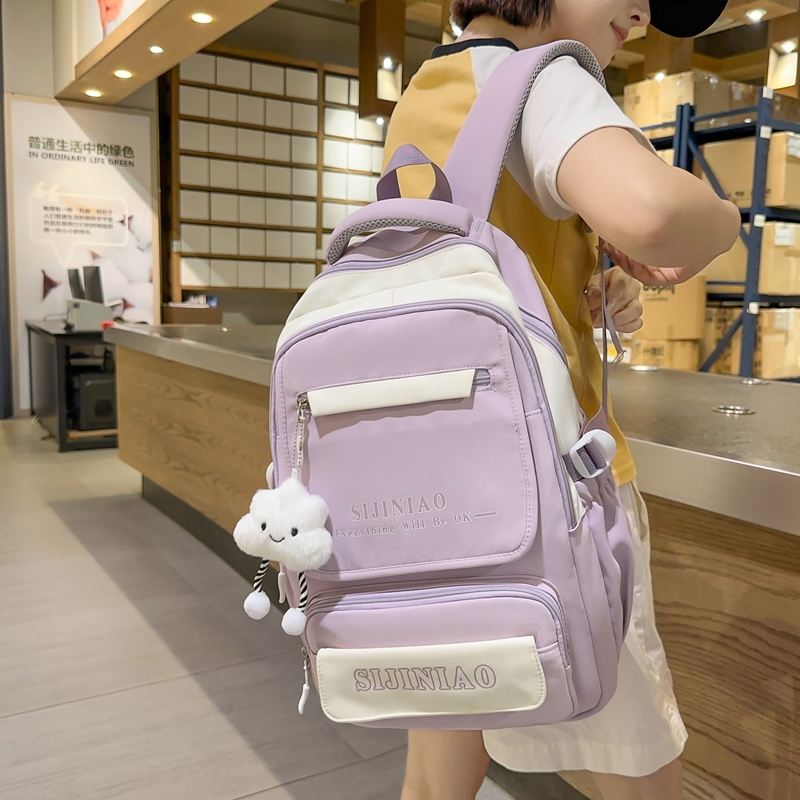 书包女韩版ins风初中生简约大容量双肩包高中生森系百搭轻便背包