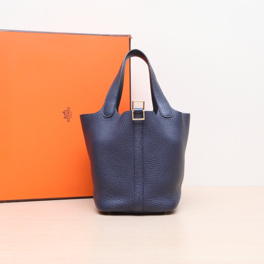 95新 Hermes/爱马仕 小花Jerry P205336237 18 菜篮子午夜蓝 U