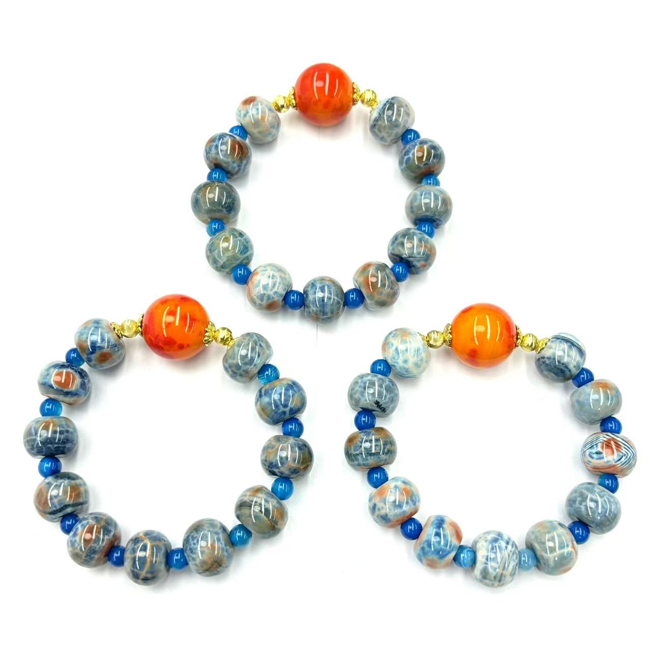 【符老板】s1258-国风设计款龙胆草玛瑙手串-赠礼盒-多样性只发一件