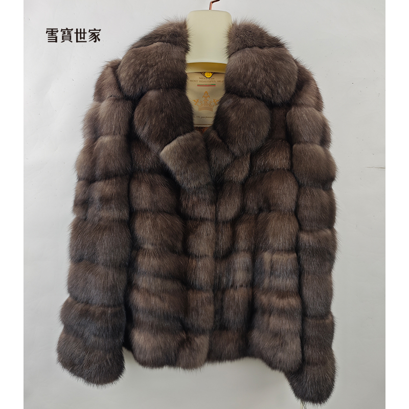 雪宝世家原创 进口俄罗斯貂皮草大衣女农夫貂皮外套新款皮草和集2
