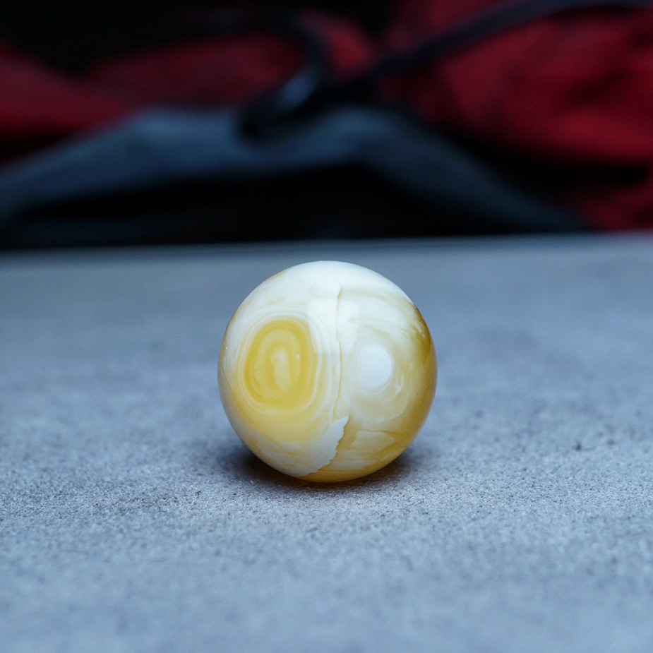 【段掌柜·17.9mm天眼拉丝橘金瓷白瑕疵款】蜜蜡圆珠（打孔不予退货）