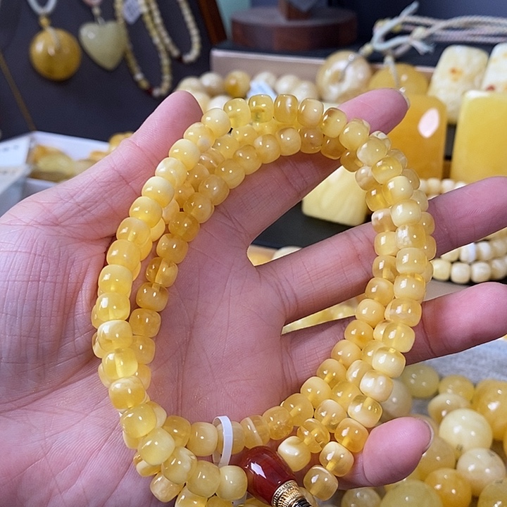 琥珀未镶嵌裸石108手链