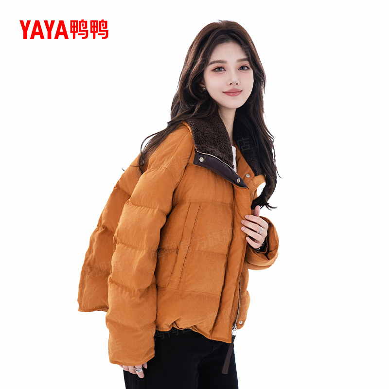 YAYA/鸭鸭羽绒服女短款冬季时尚拼接韩版气质百搭外套DT50924021E