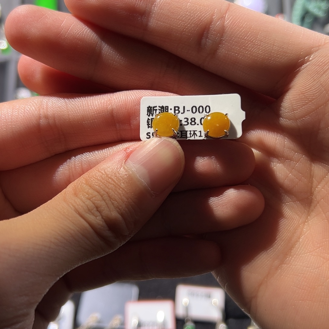 翡翠银S925镶嵌耳饰