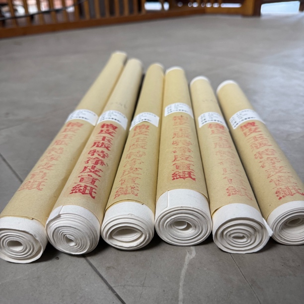 生宣皮纸书法专用书法宣纸纯手工檀皮玉版特净皮宣纸长卷