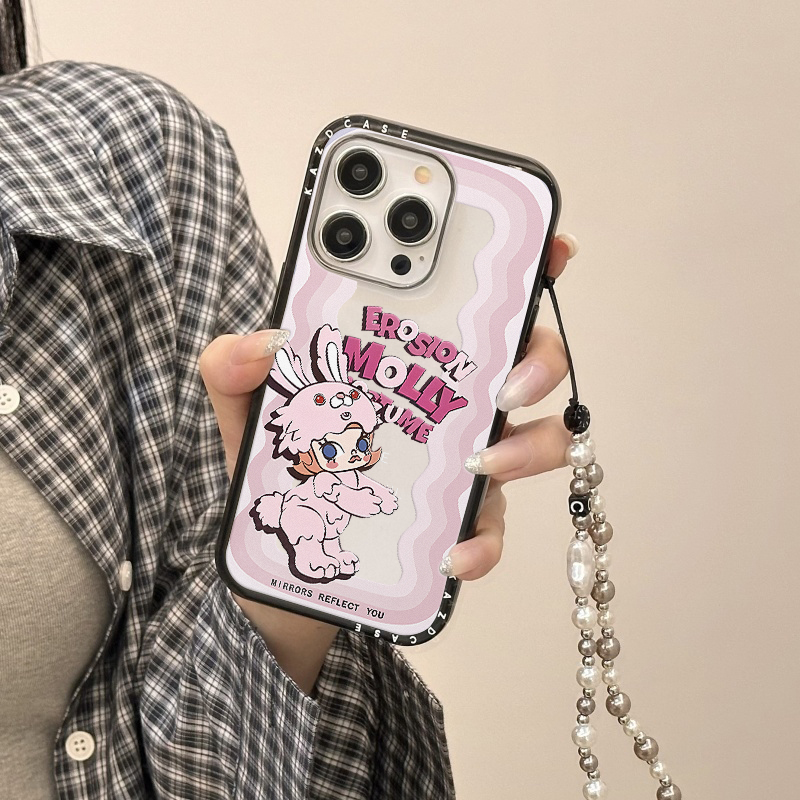 ins韩系可爱粉波浪兔子莫莉适用苹果16promax手机壳iphone13新款1