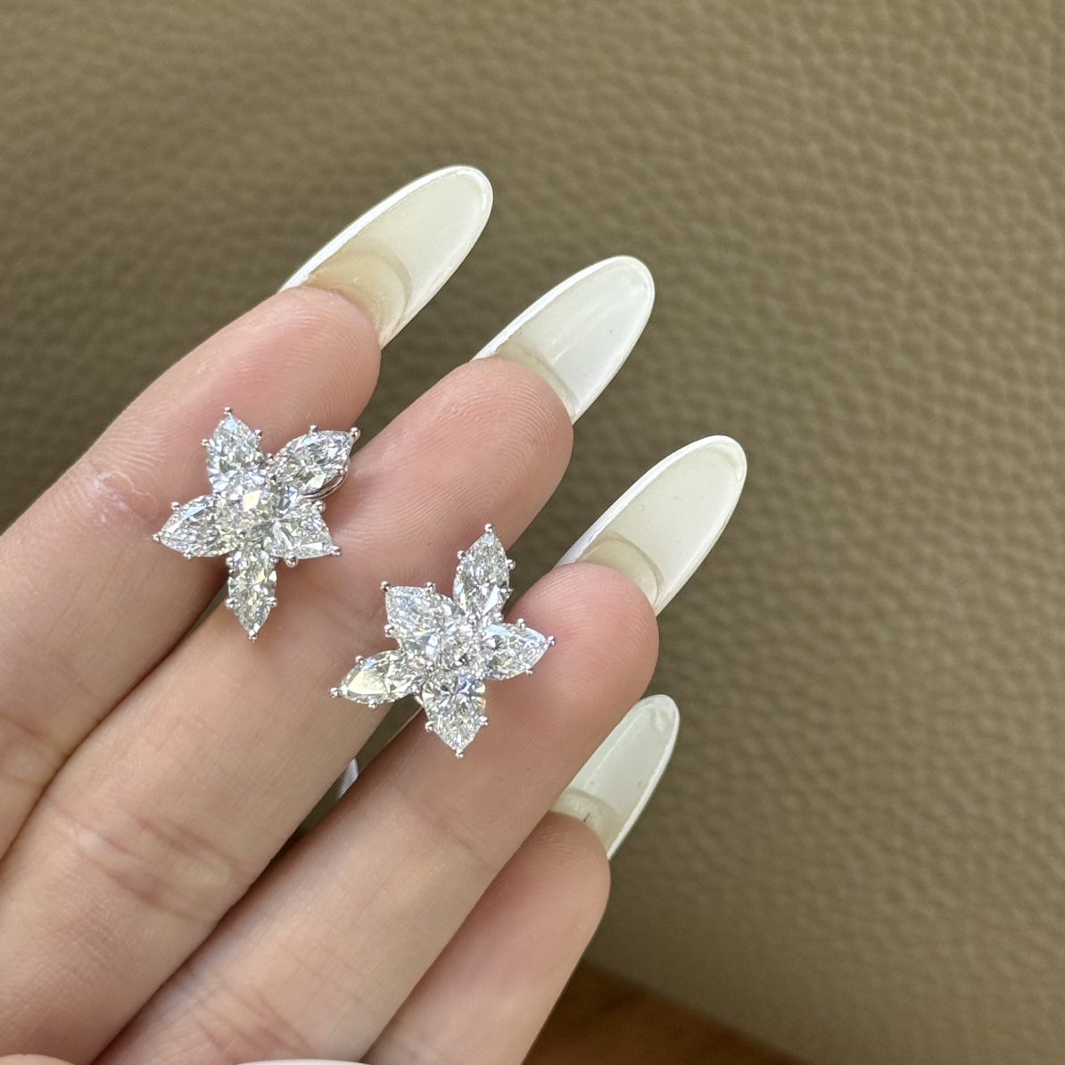 实验室培育钻石【念慈高定】PT950霜花钻石耳帕耳环超闪