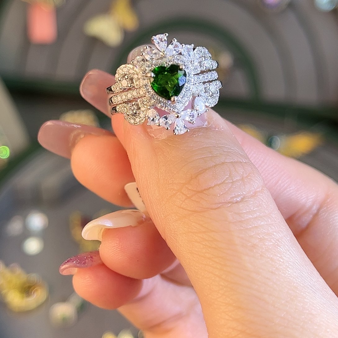 透辉石戒指银S925镶嵌