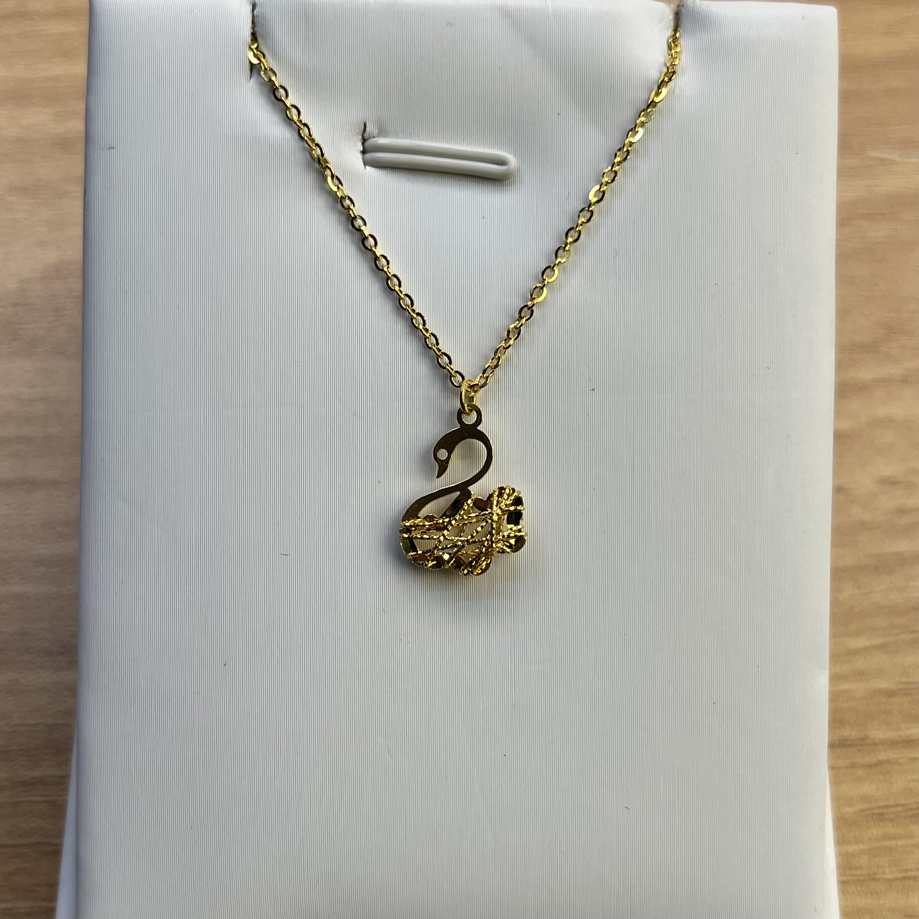 纯万福足金999黄金5g工艺亮面小天鹅套链吊坠黄金按克卖