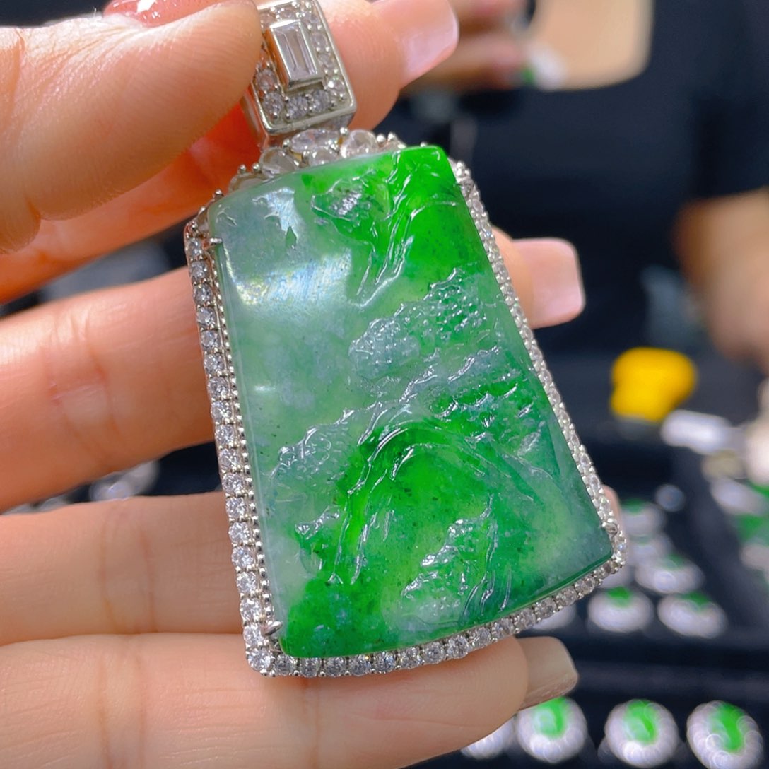 翡翠银S925镶嵌颈饰天然