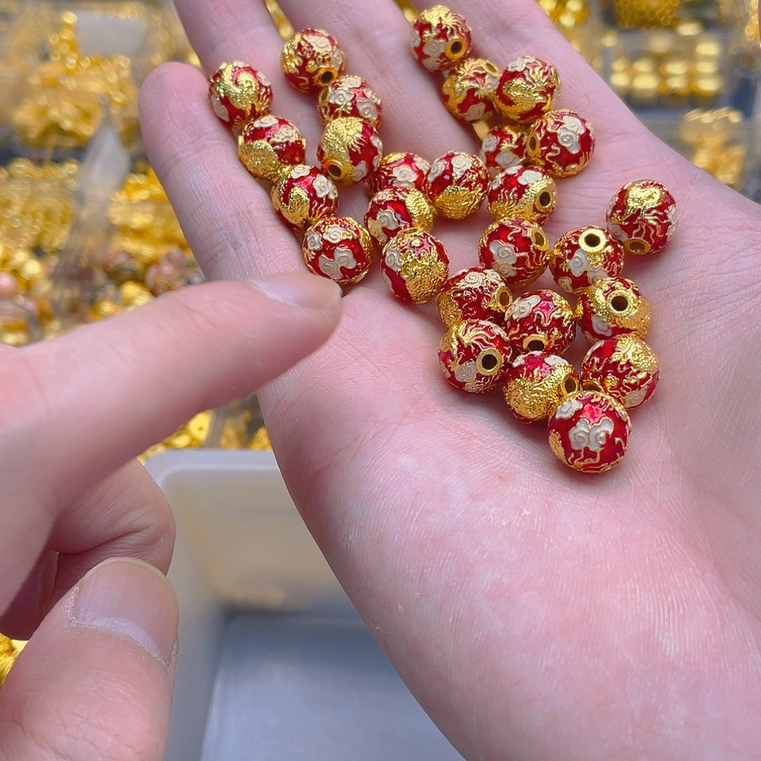 锆石铜合金红色龙珠2个