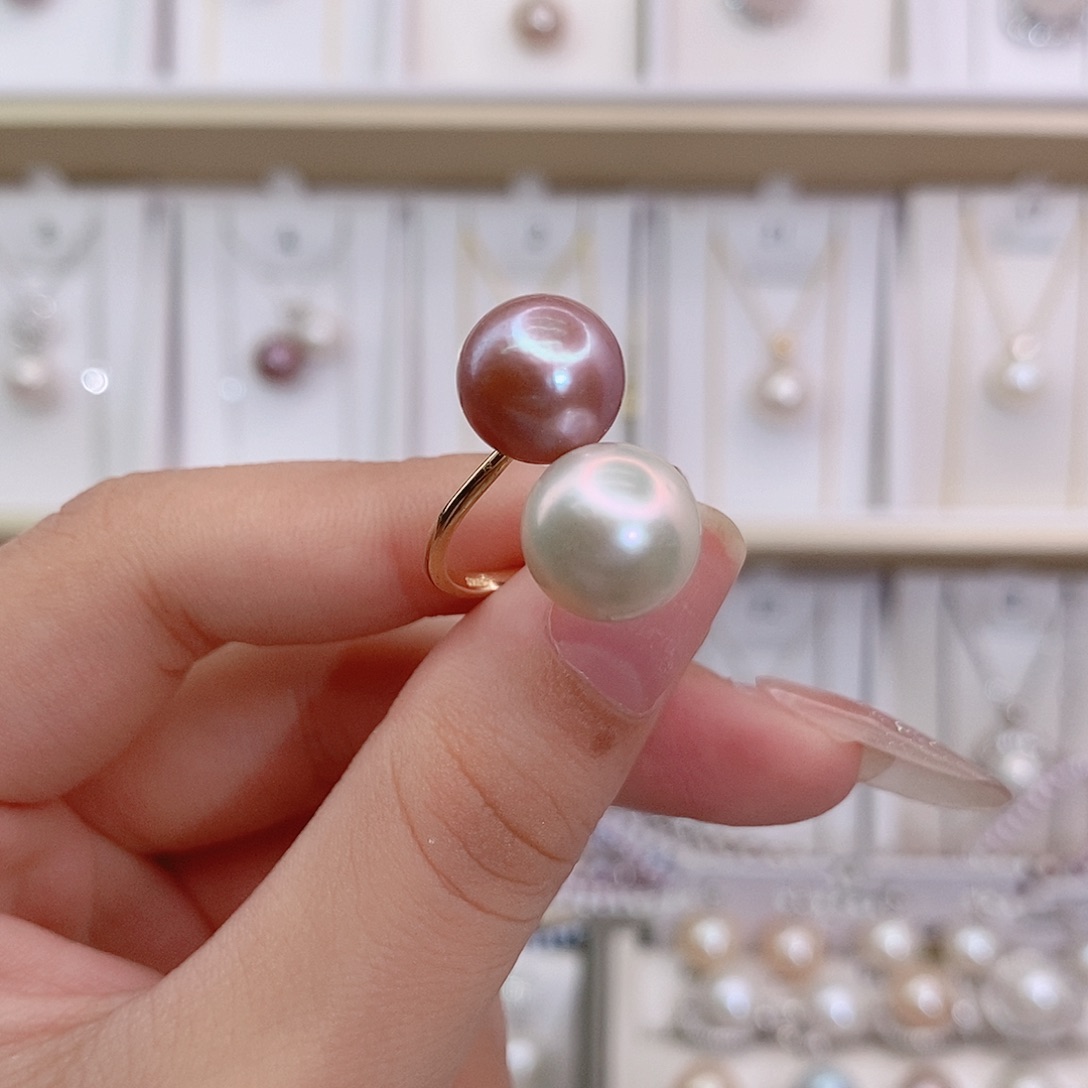 号***通戒指银S925镶嵌淡水珍珠