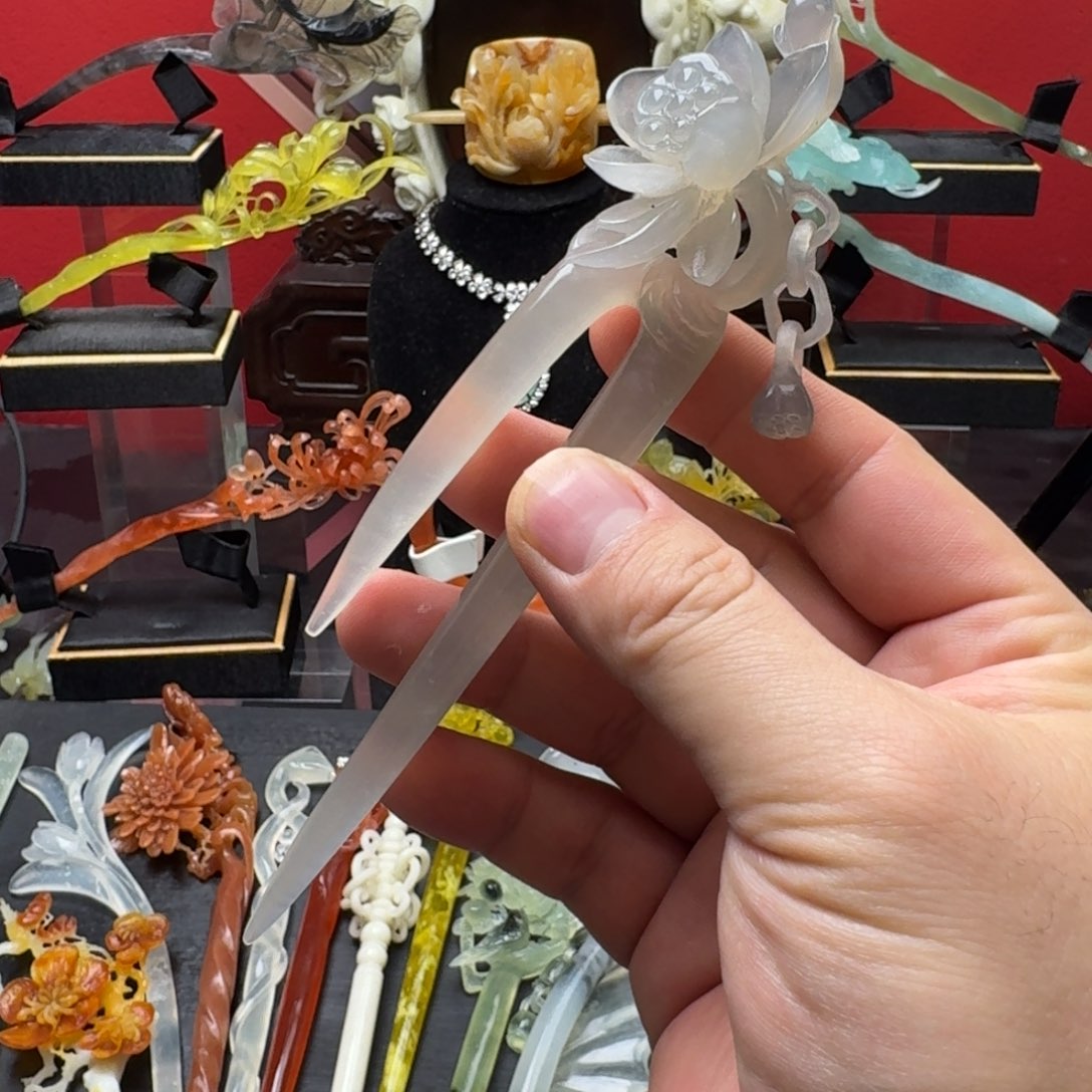 岫玉发饰未镶嵌明君玉簪就是好看