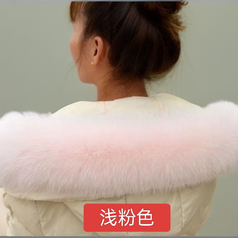 真毛狐狸毛帽领白色韩版毛球围巾两用款女士时尚百搭保暖长款毛绒