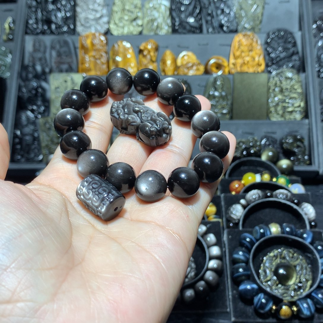 黑曜岩手链未镶嵌幸****人