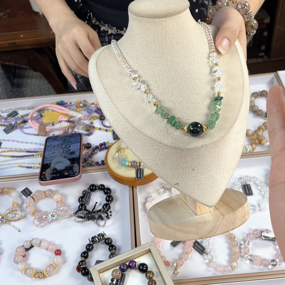 水晶手链银S925镀金镶嵌