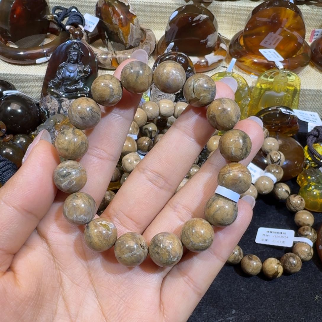 琥珀珠宝奇石未镶嵌灵*青花瓷手串