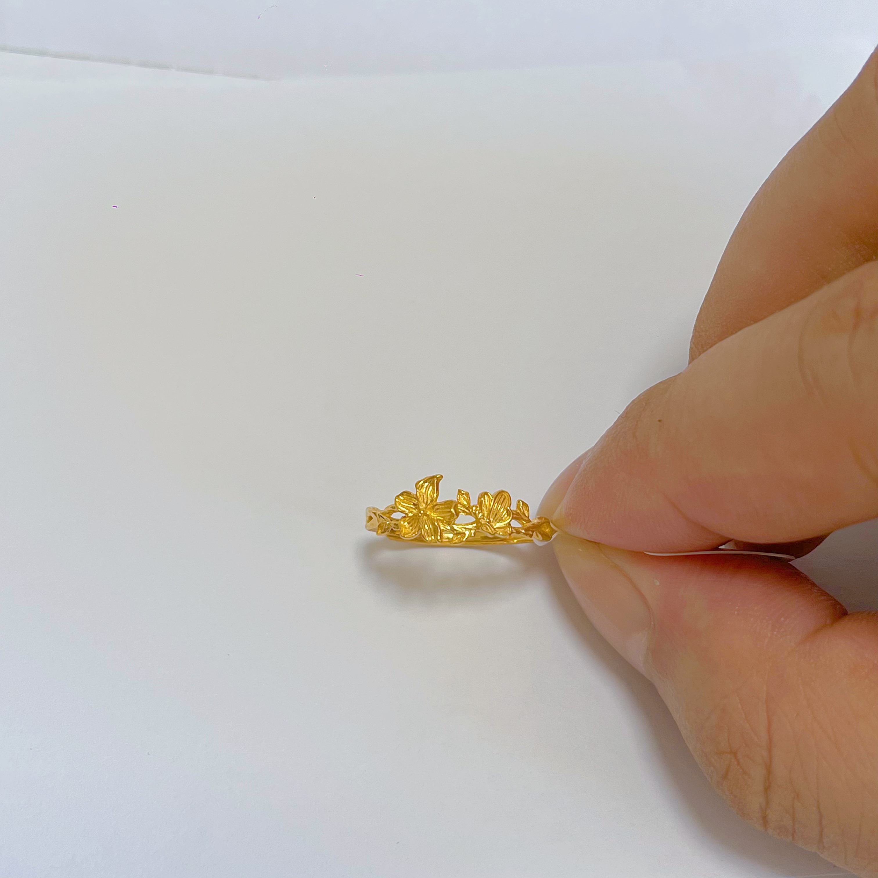 足金999蝶恋花戒指活口蝴蝶樱花