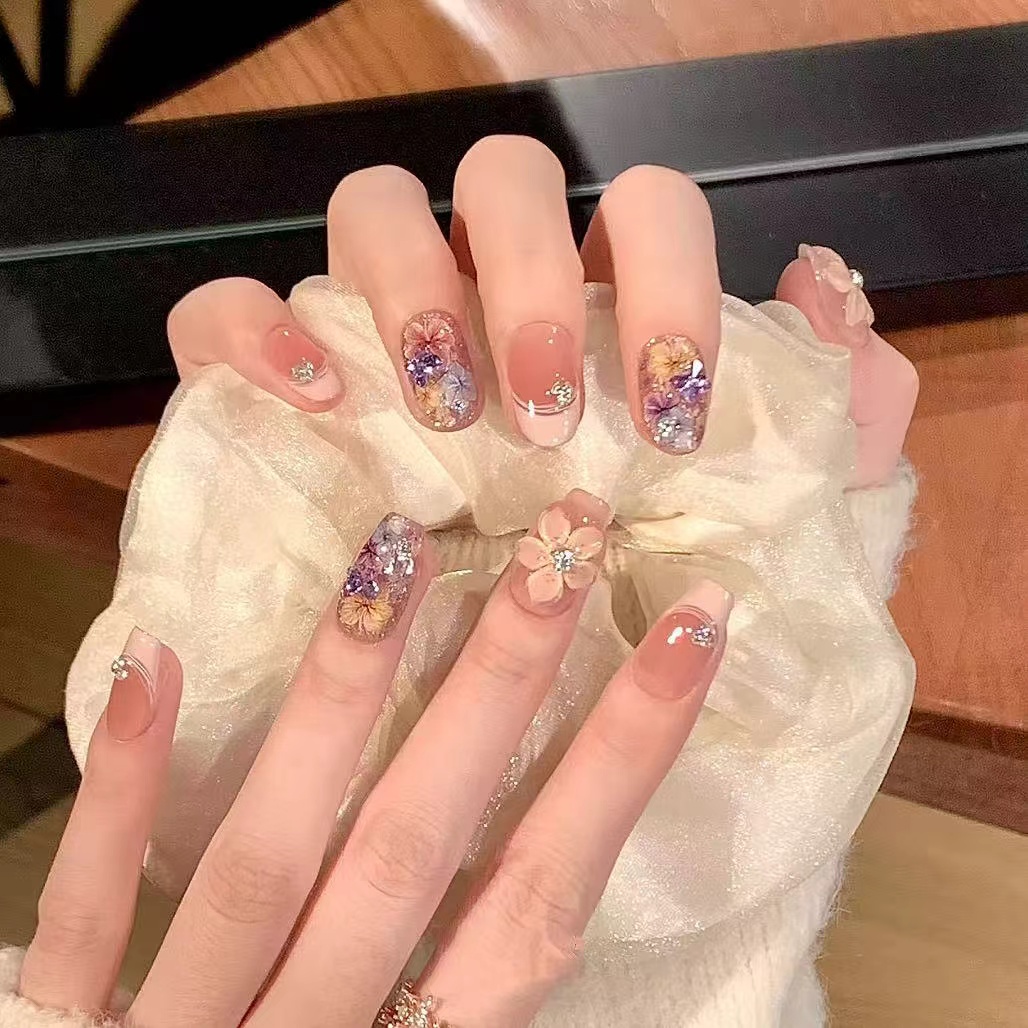 【塞纳花房】纯手工穿戴甲夏猫眼款可拆卸甲片10片