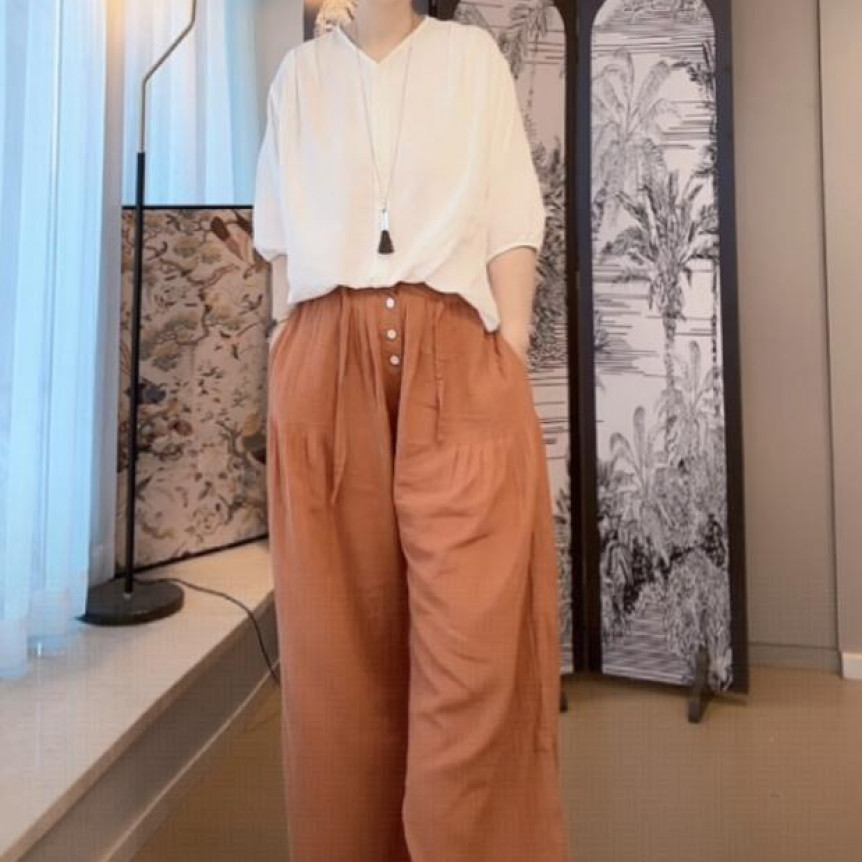 【U.M】木棉花设计款双层棉纱宽松裙裤舒适透气