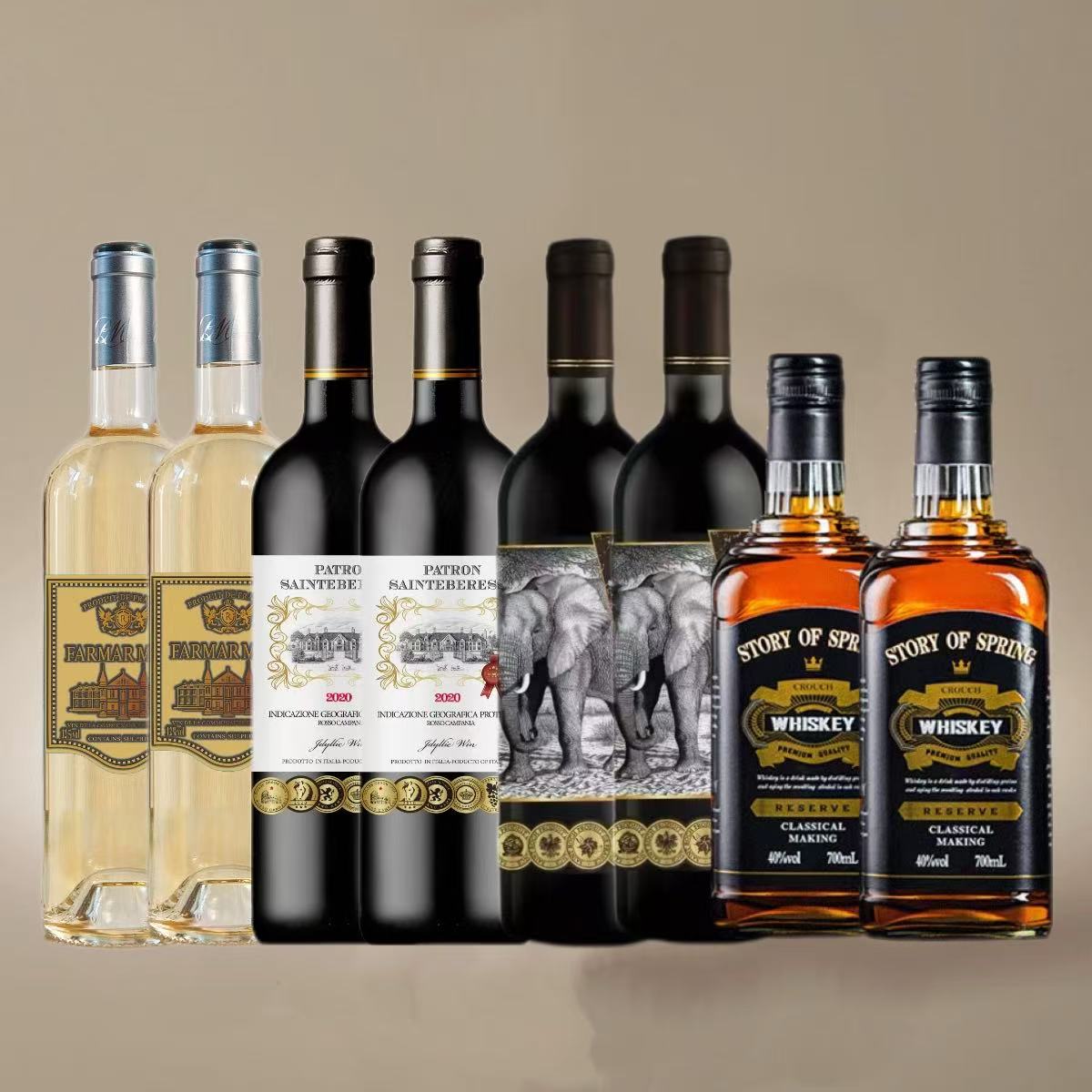 [八只组合]智象干红葡萄酒15度750ML+干白+洋酒