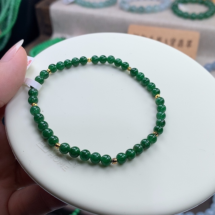 翡翠合金手链辣绿。炸
