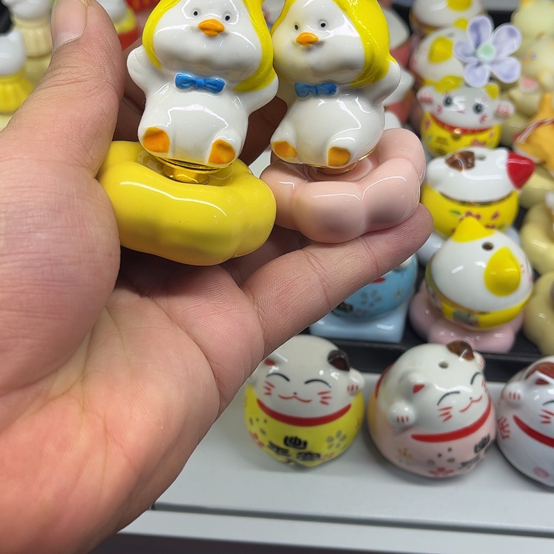 摆件陶青蛙头鸭子两只