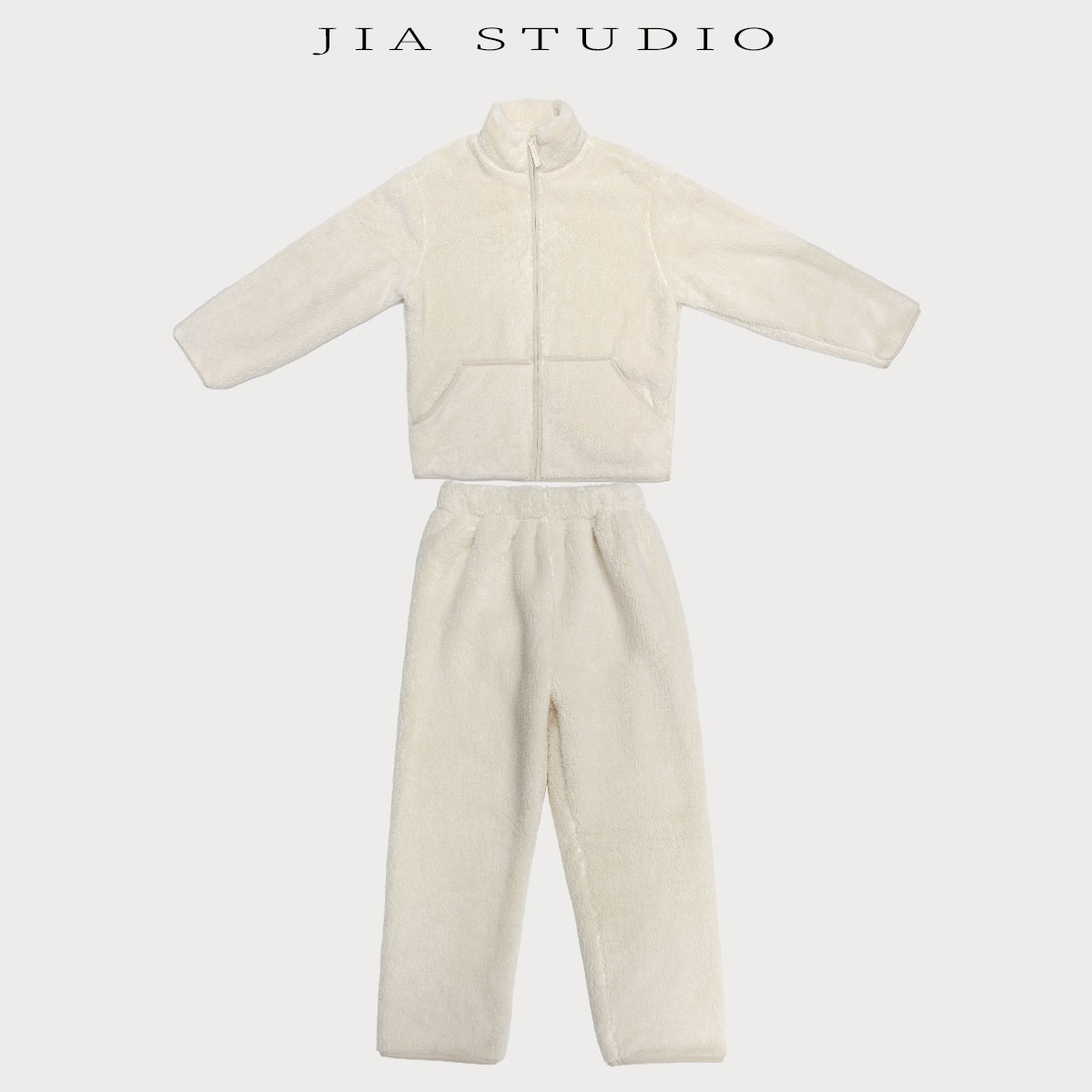 【佳佳】保暖立领冬季纯色睡衣家居服套装加绒加厚JQ50217