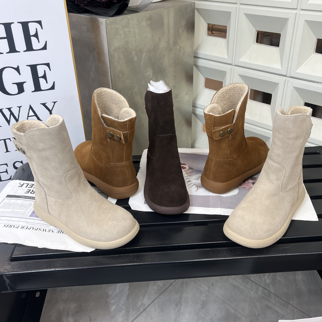 木子街品牌时尚中筒复古冬季筒靴雪地靴