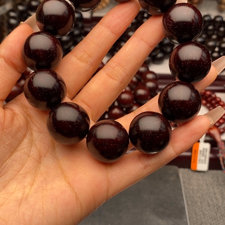 持***陽小叶紫檀手串/手链2.0泥料满金星玻璃底