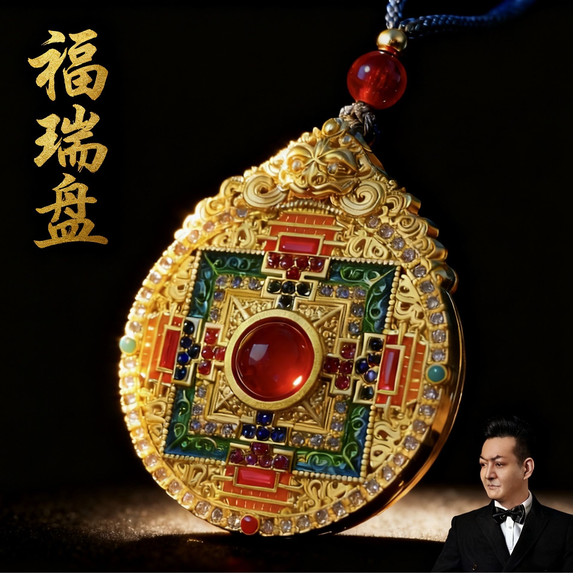 铜合金吊坠 福瑞盘天圆地方