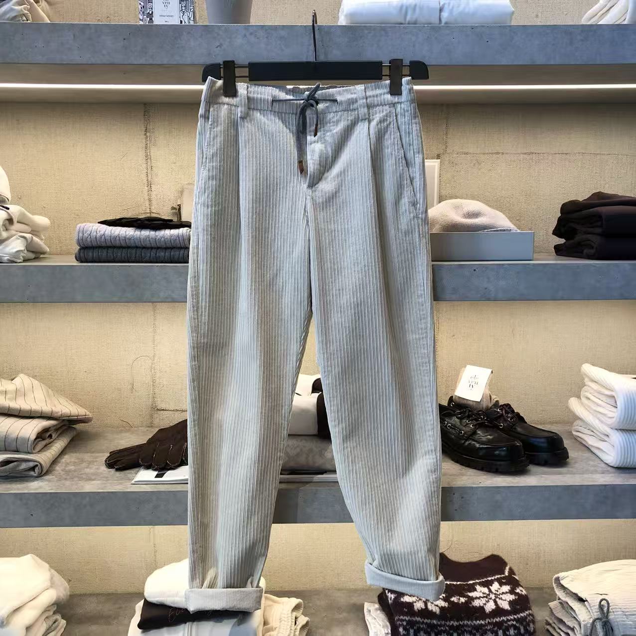 【NANA在意大利】代 eleventy老钱风松紧腰带抽绳灯芯绒休闲裤