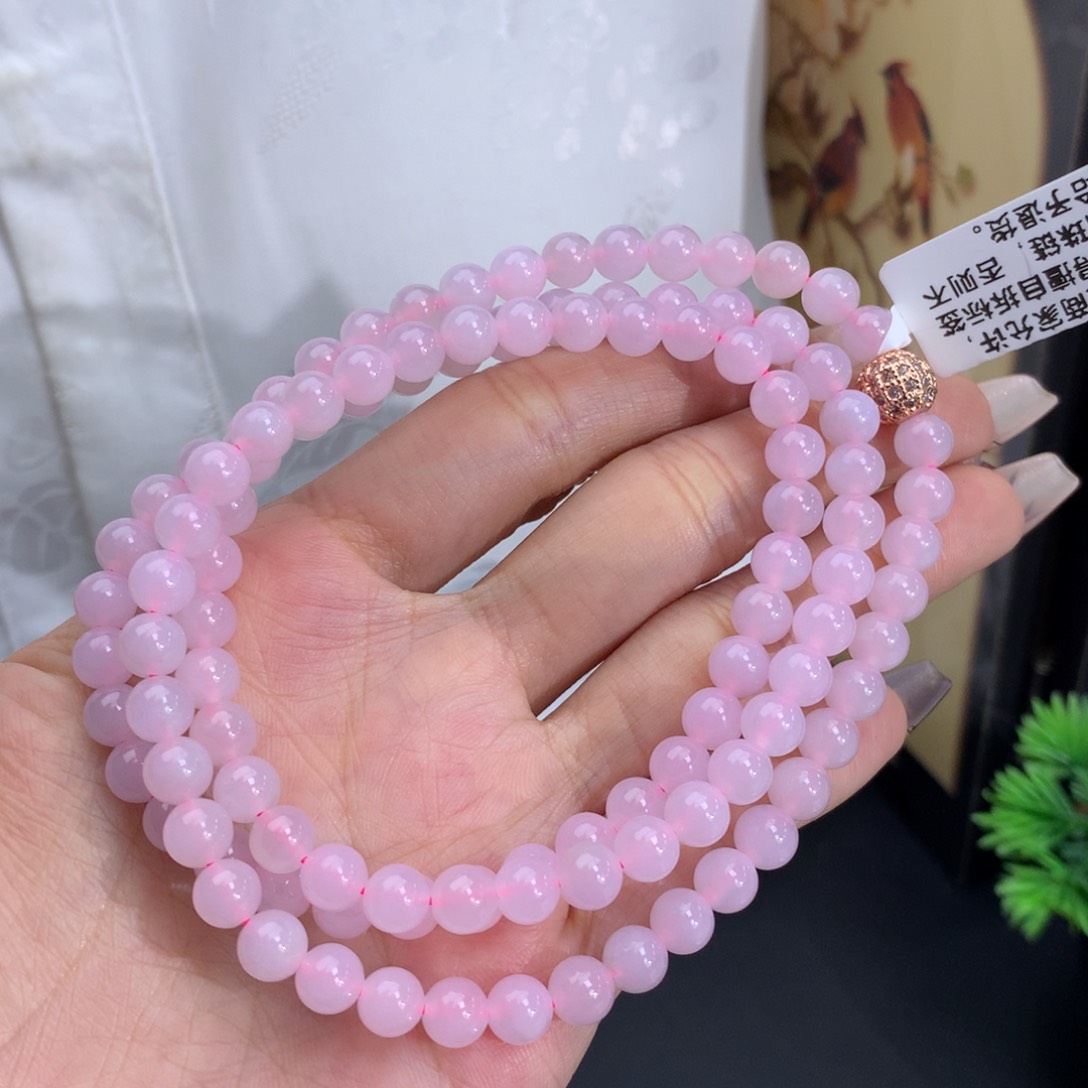 翡翠手链未镶嵌卡6胶润粉项链