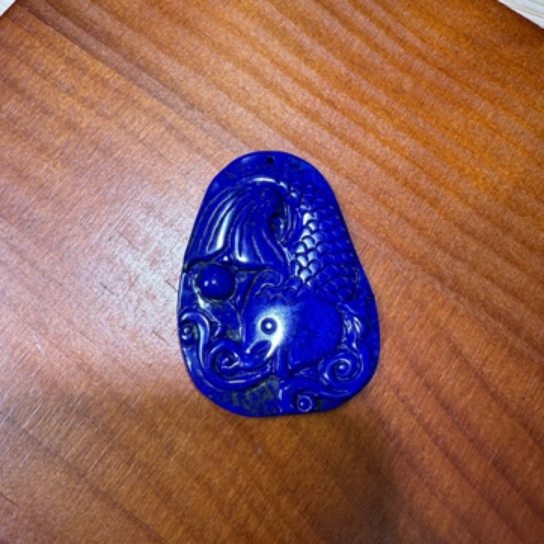 [天然青金石] 年年有鱼造型如意挂件