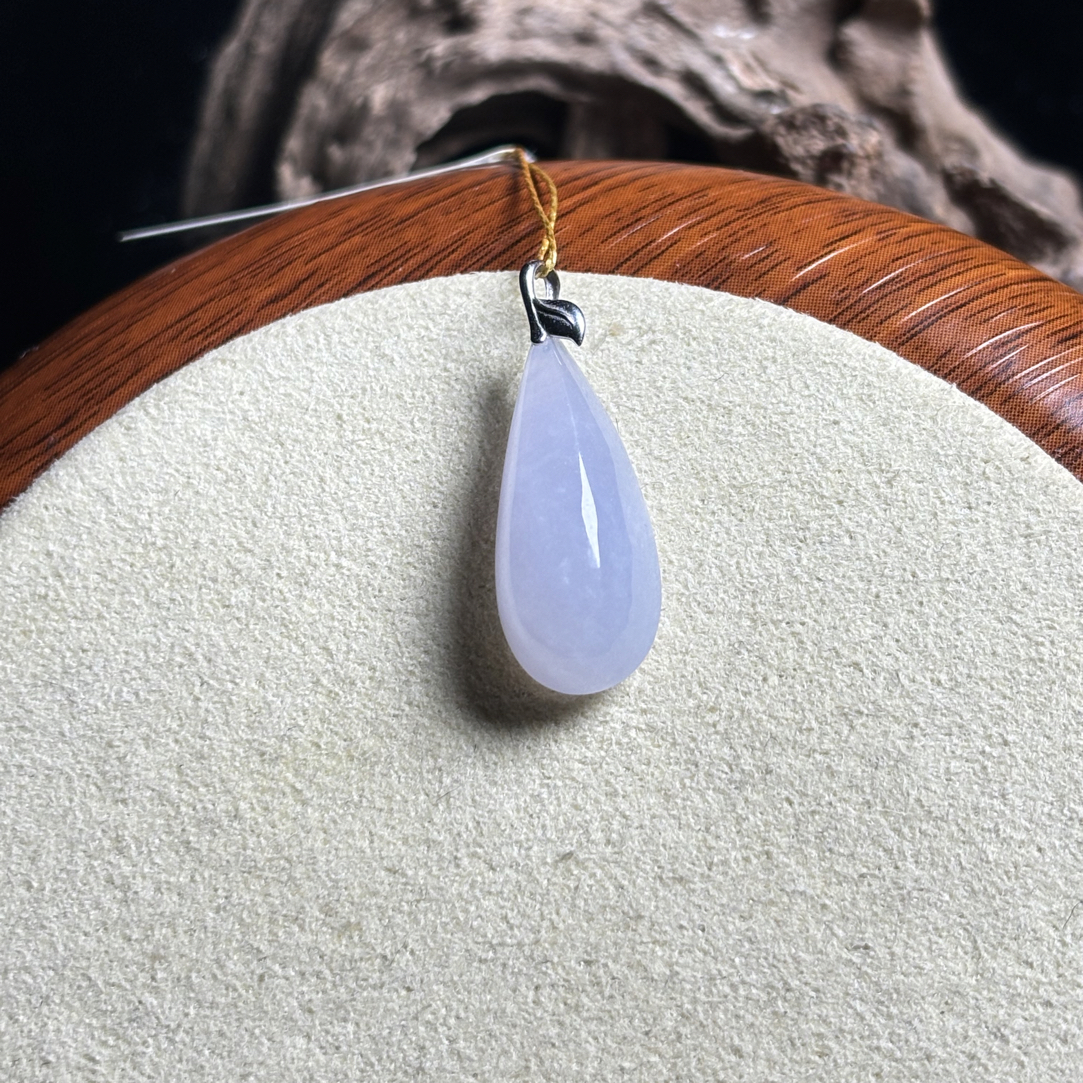 天然缅甸A货翡翠18k金镶嵌紫罗兰水滴气质百搭 尺寸23.6*8.6*6.6