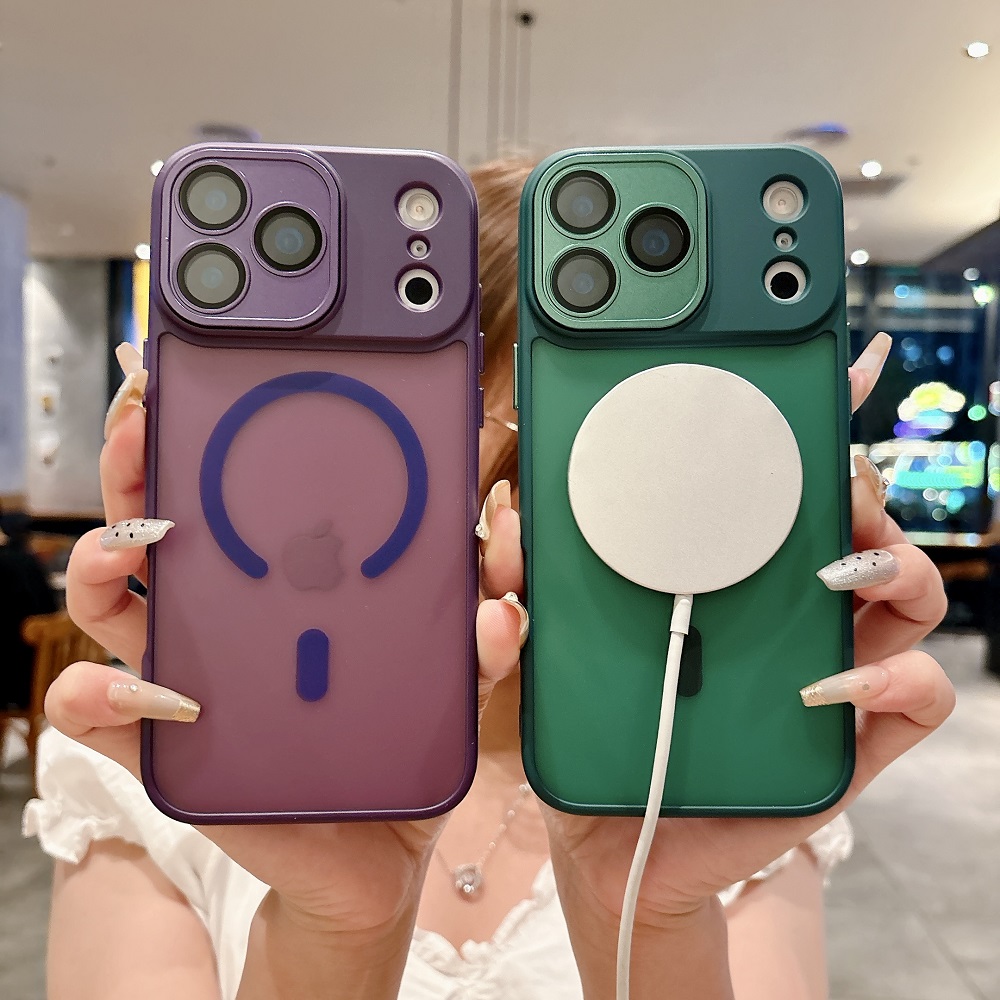 肤感磨砂磁吸镜头全包适用苹果1717pro防指纹防摔情侣手机壳简约