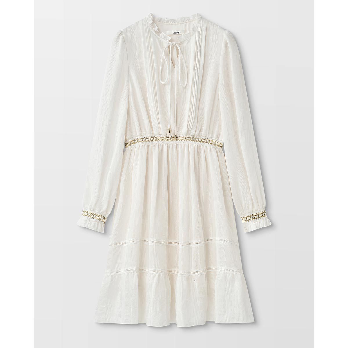 FALEMIG-萝家气质英伦风娃娃领小白洋裙Y12600