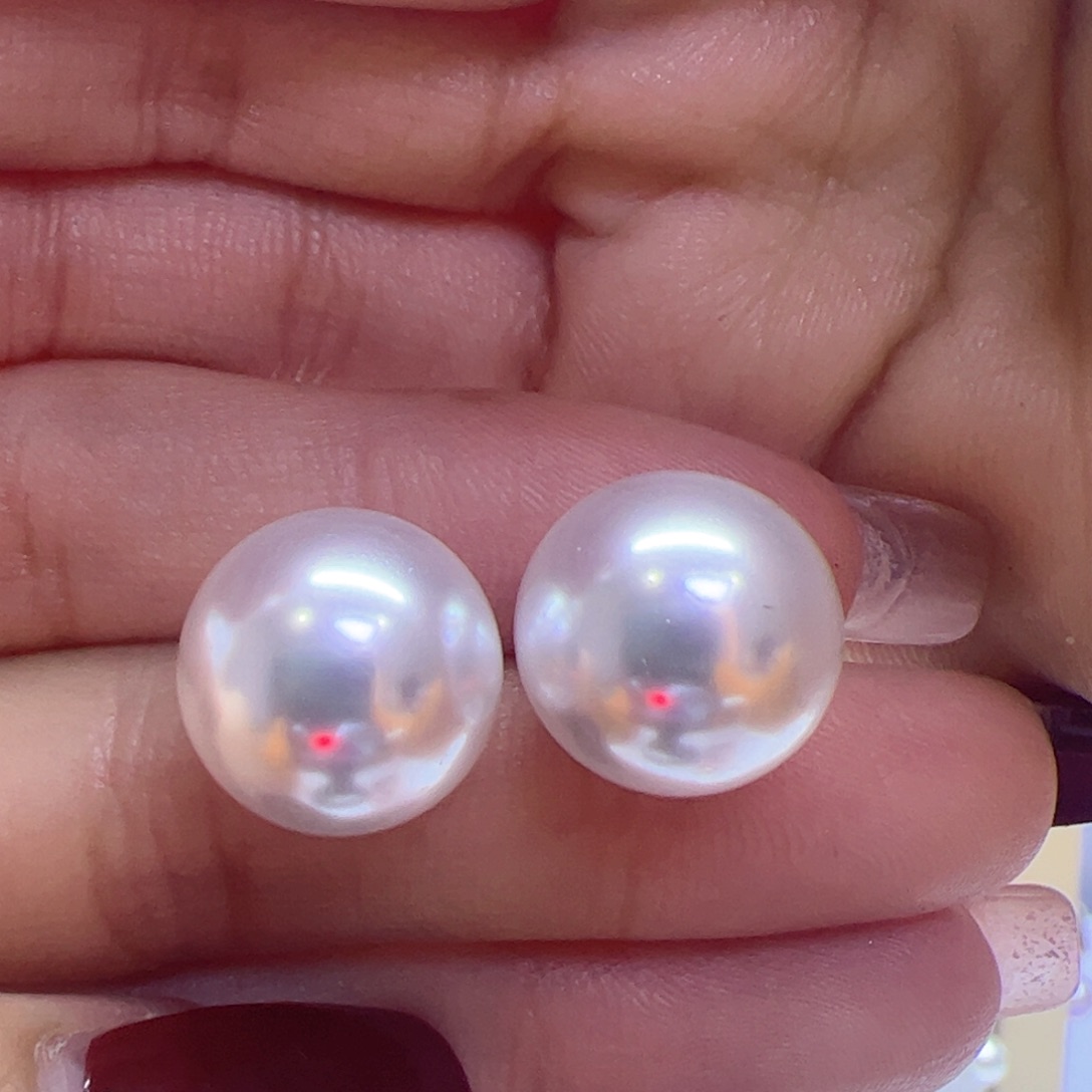 淡水珍珠耳饰18K金镶嵌