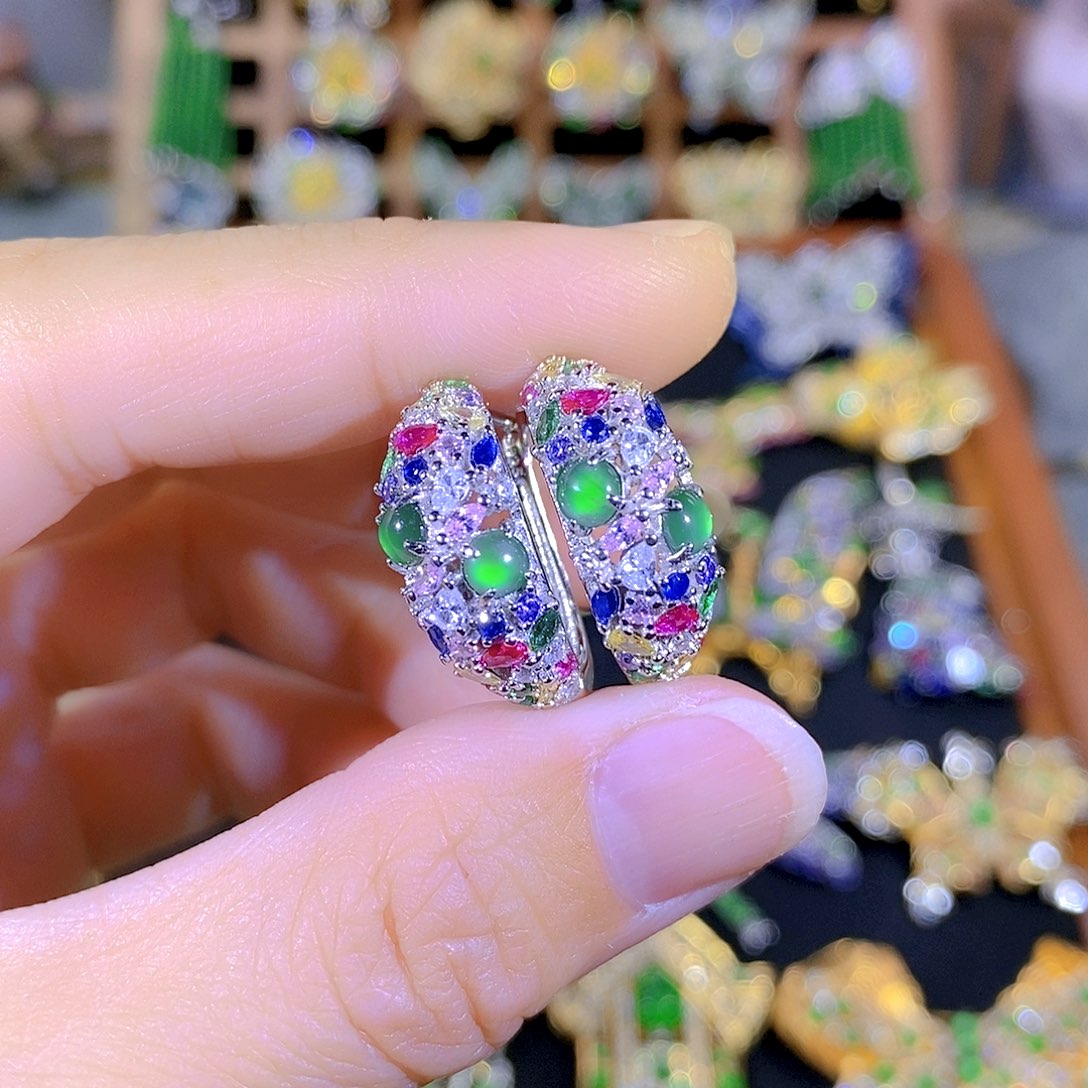 吊坠(不含链)银S925镶嵌翡翠