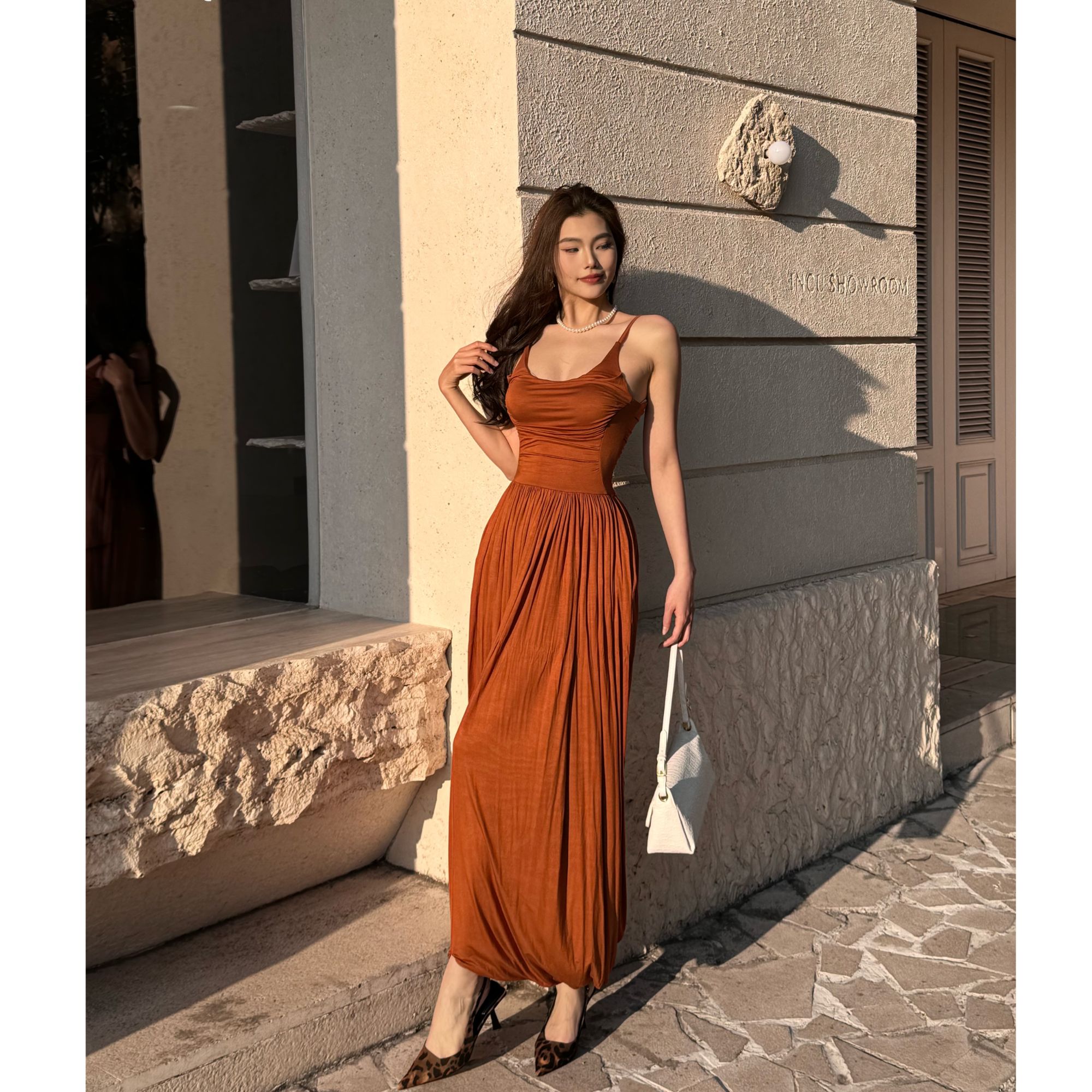 【蜜蜜家】漫漫盛夏 欧美辣妹性感带外扩固定胸垫吊带裙 25/Y440