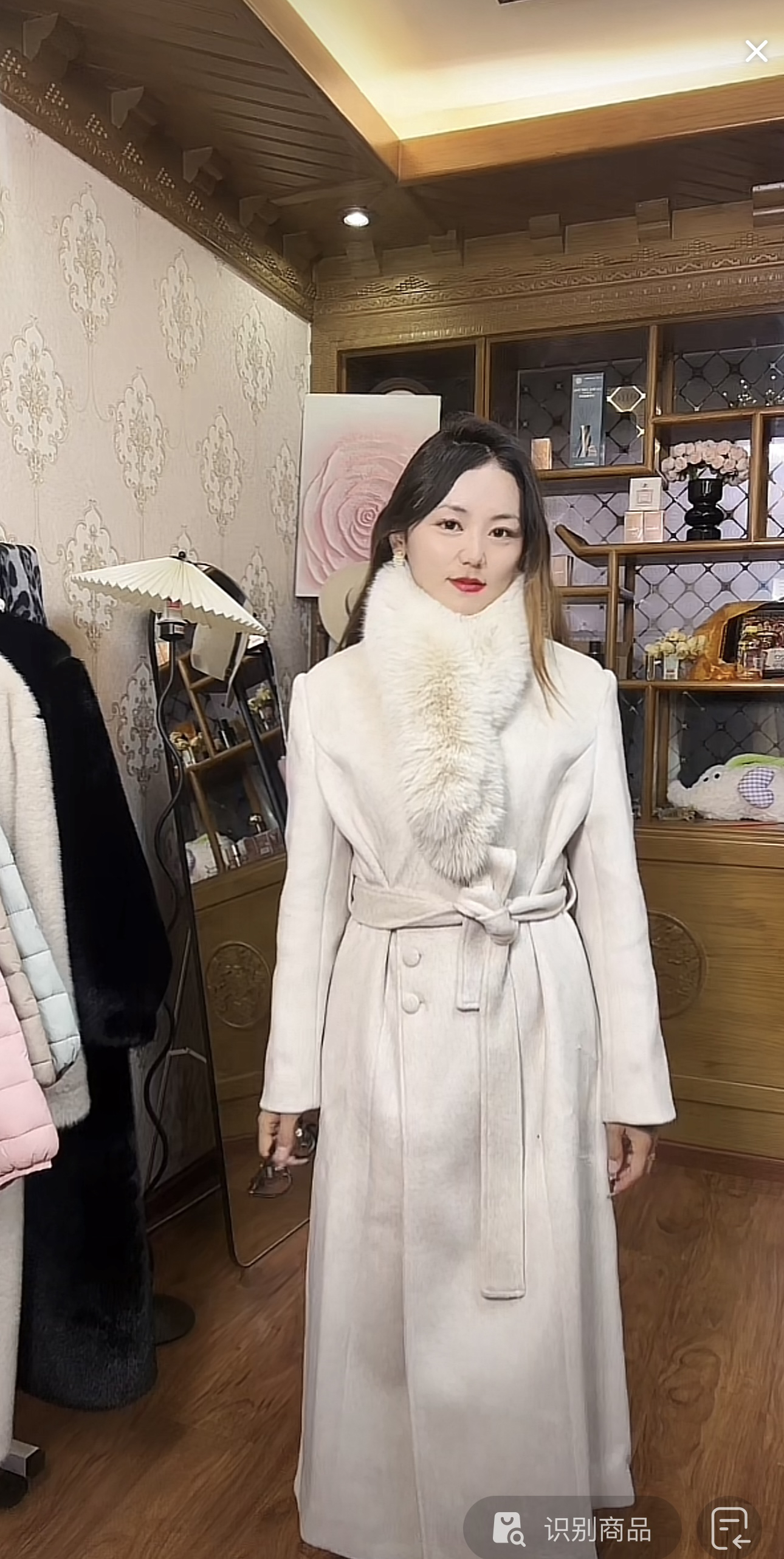 奢华大毛领呢大衣女长款冬季气质外套