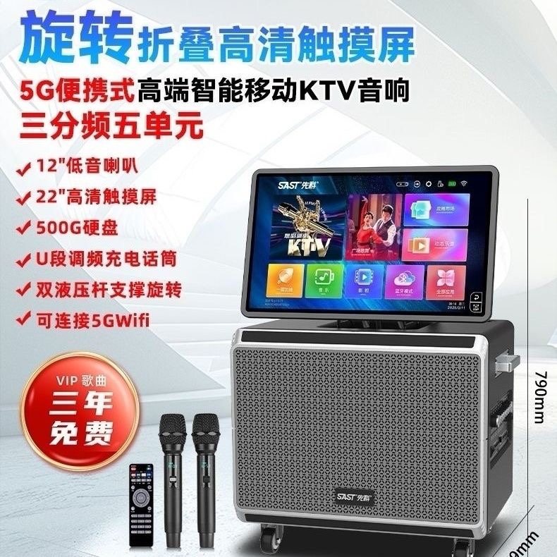 先科SA-210C312D户外K歌专业一体机家庭KTV音响套装广场舞显示屏