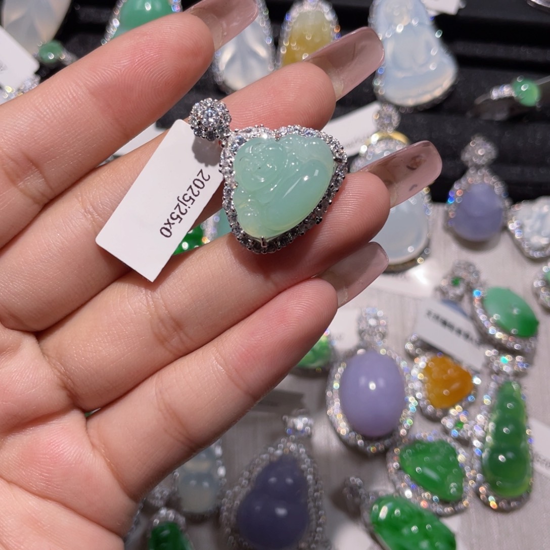 翡翠银S925镶嵌挂件