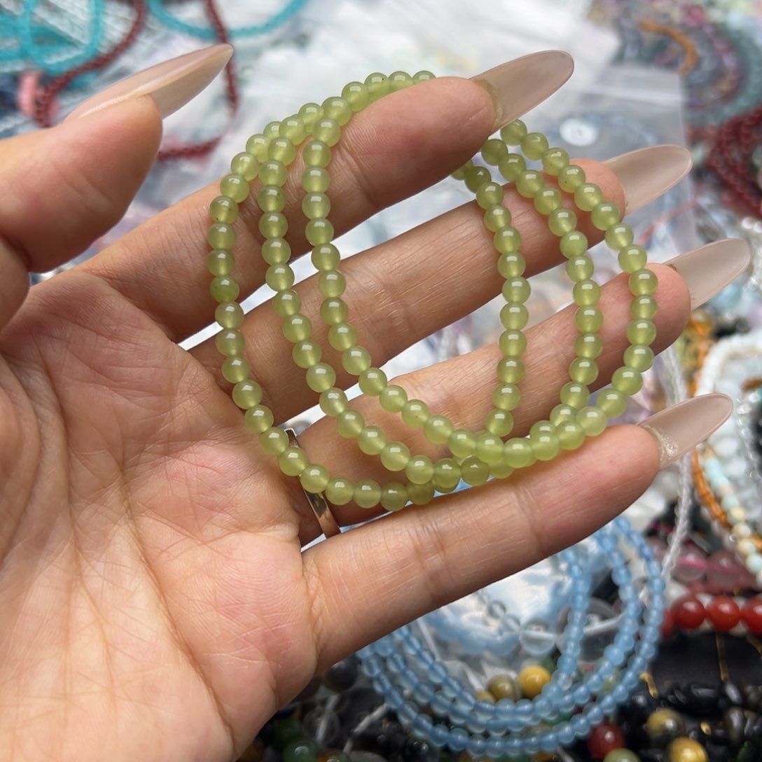 烟晶手链未镶嵌三个和田玉5