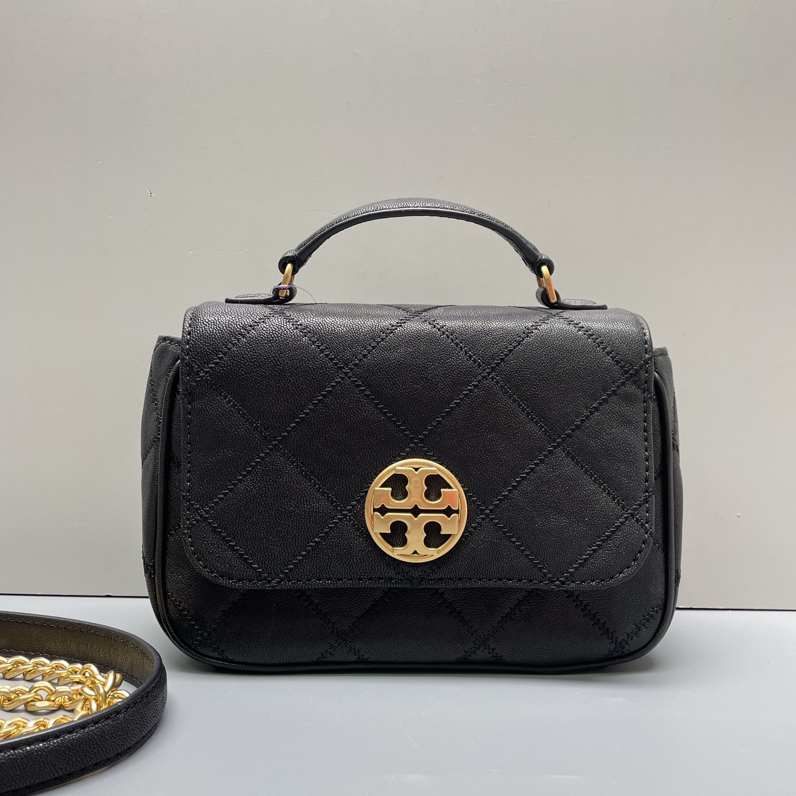 90新 TORY BURCH/汤丽柏琦 小林方胖子手提斜挎包20x16x7BG082402