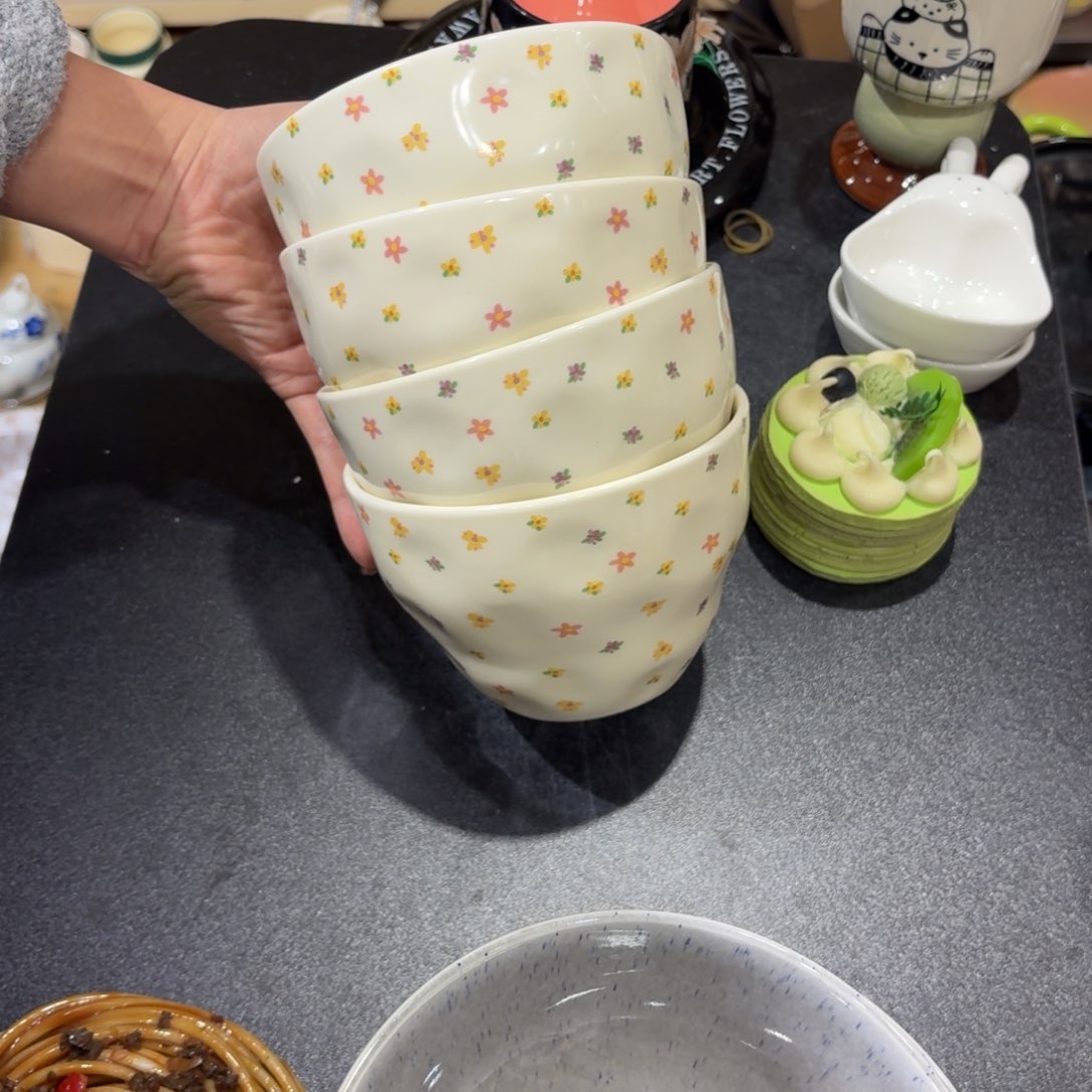 瓷四个米饭碗5寸