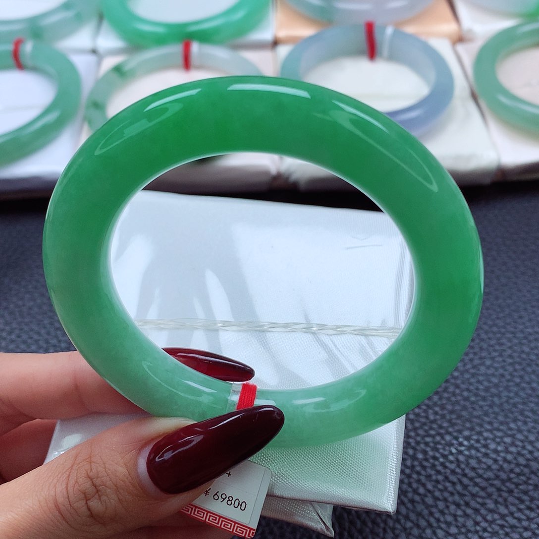 翡翠手镯未镶嵌55.56.57冰阳绿大胖圆 超强推⬆️