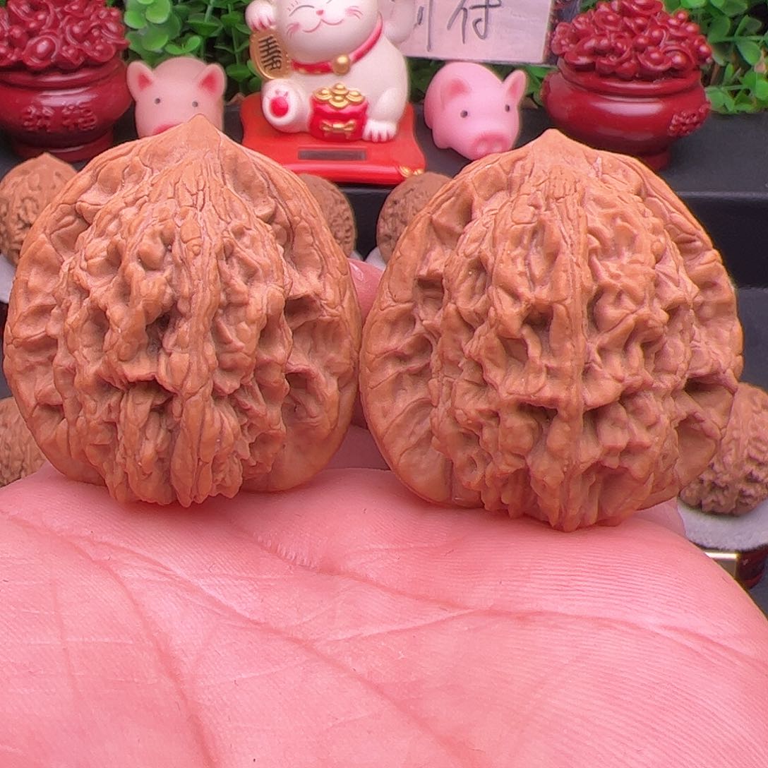 文玩核桃把件纯野牛沟山地虎头，尺寸41