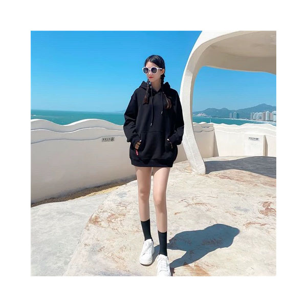 0803 新款秋冬加绒插肩拼色时尚百搭简约连帽宽松卫衣B4